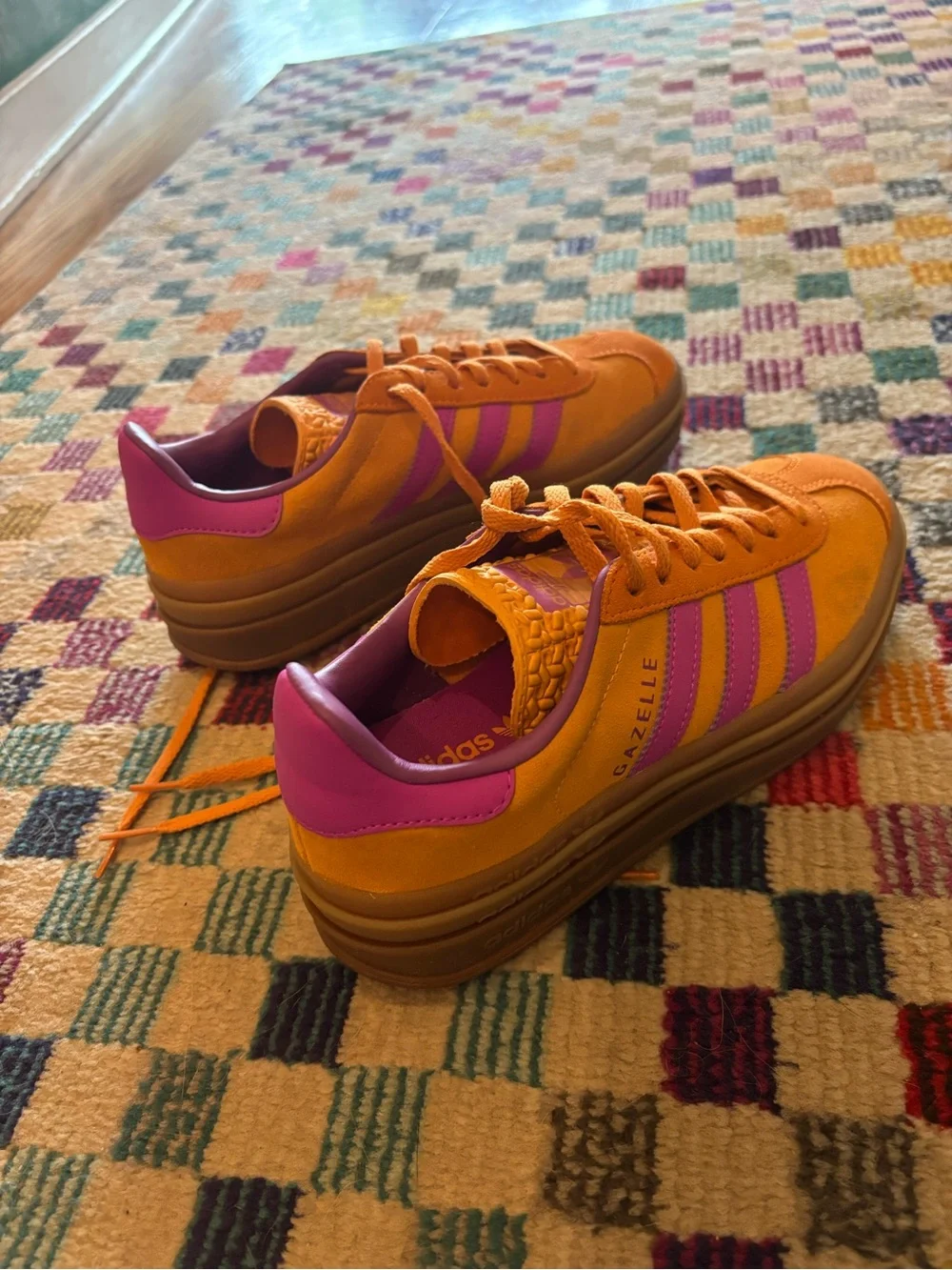 Adidas Gazelle Suede Sneakers in Orange & Pink size 6